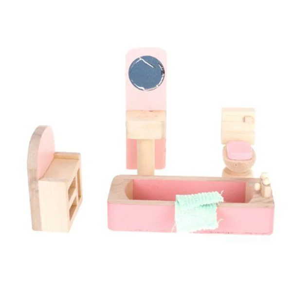 مجموعة أثاث خشبي مصغر، ملحقات حمام صغيرة لغرفة النوم، مصنوعة يدويًا، حرفية متينة، ديكور منزلي صغير للمعيشة #3