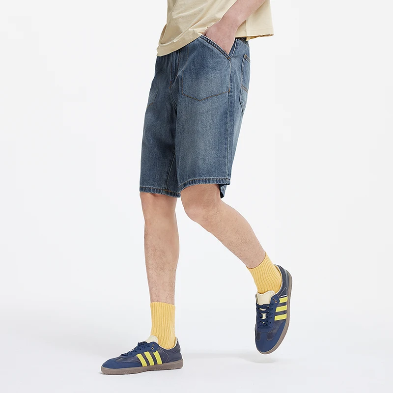 Semir Denim Shorts Men Vintage Washed 2025 Summer New Loose Fit Mid Length Cooling Shorts