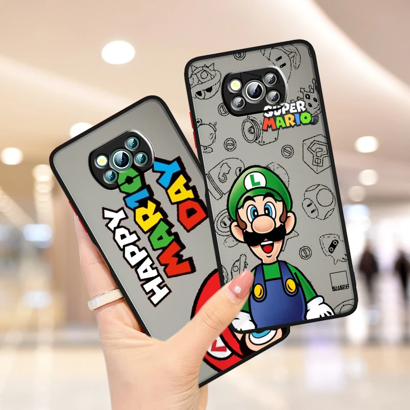 Anime Super M-Mario Cute Art Frosted Translucent For Xiaomi Mi Poco X5 X4 X3 M6 M5S M5 M4 M3 F5 F4 F3 GT Pro 5G Soft Phone Case