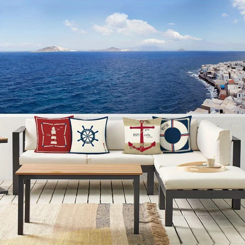 Anchor and lighthouse design digital printing pillow cover Short plush Suitable living rooms bedrooms sofas throw cushion cover
