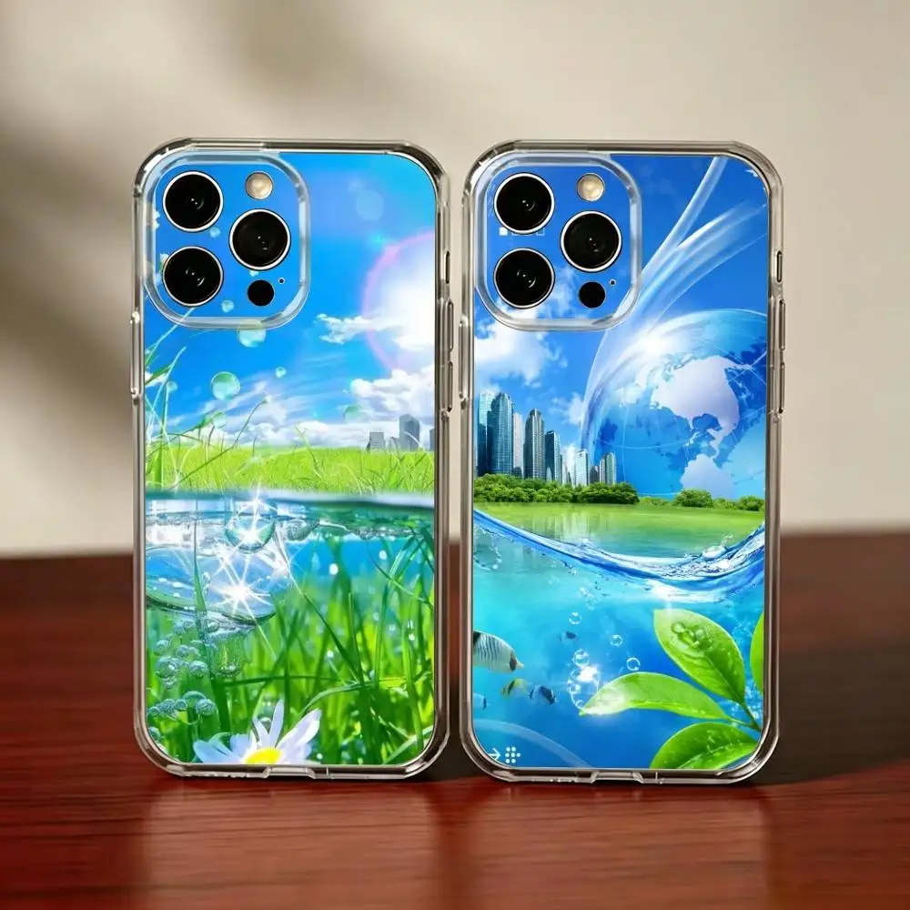 

ART Frutiger Aero Aqua Nostalgia-A Phone Case Transparent Silicone Soft For iPhone 17 16 15 14 13 12 11 Mini Pro Max Plus