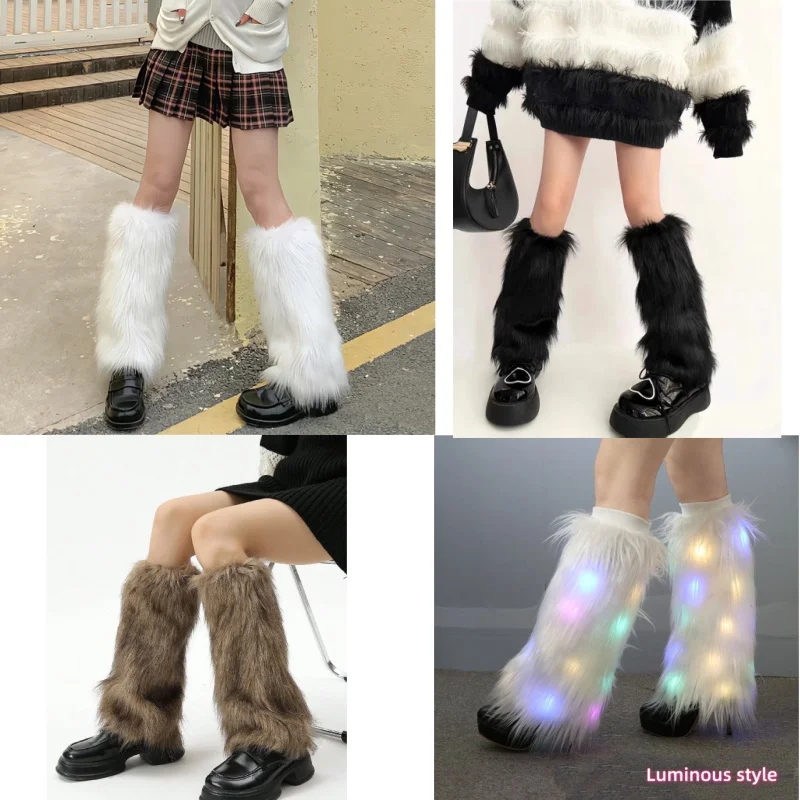 Faux Fur Fuzzy Leg Warmers Furry Boot Covers for Women Christmas Warm Fuzzy Boot Cuff Boot Sleeves Leg Warmers for Party Costume