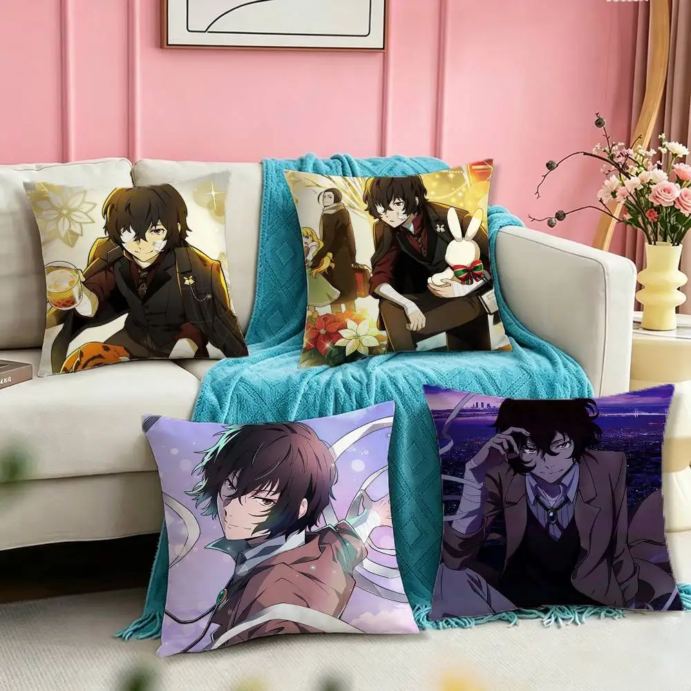 Bungo S-Stray D-Dogs Cute Square Double-Sided printed Pillow Case Bedroom Bedside Pillow Sofa Cushion Cover