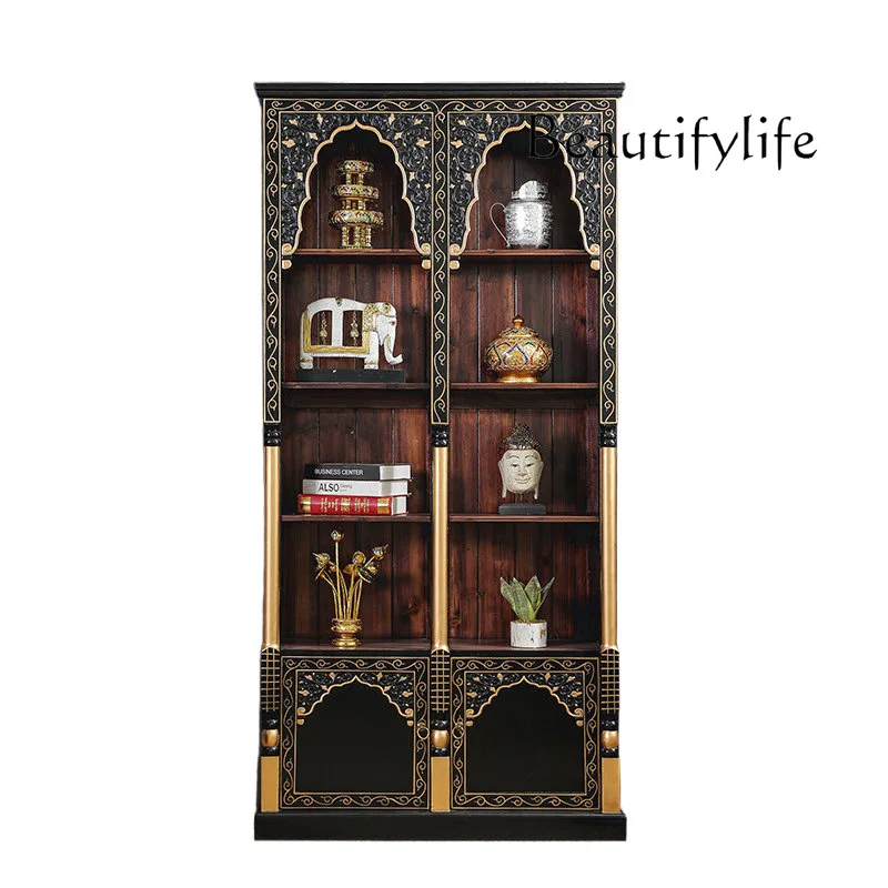 

South East Asia style furniture Solid wood Bogu frame Thai partition cabinet Vintage tea room storage rack
