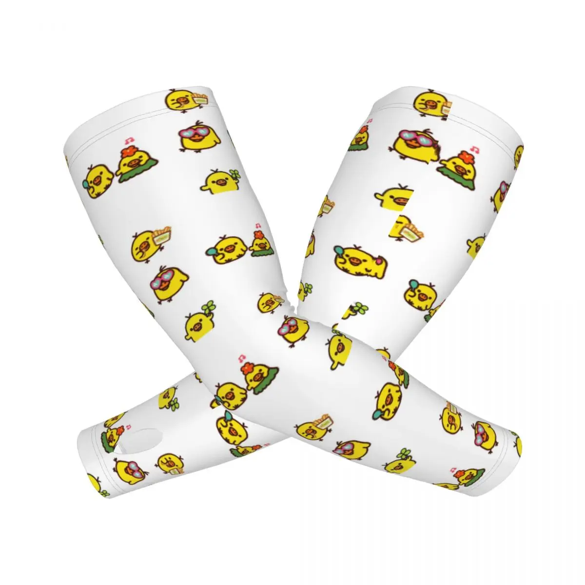 Kiiroitori Baby Chick Funny Meme (5) أكمام أذرع تبريد خارجية من الشمس فوق البنفسجية غطاء حماية صيفي من الحرير الجليدي لركوب الدراجات وأكمام وشم