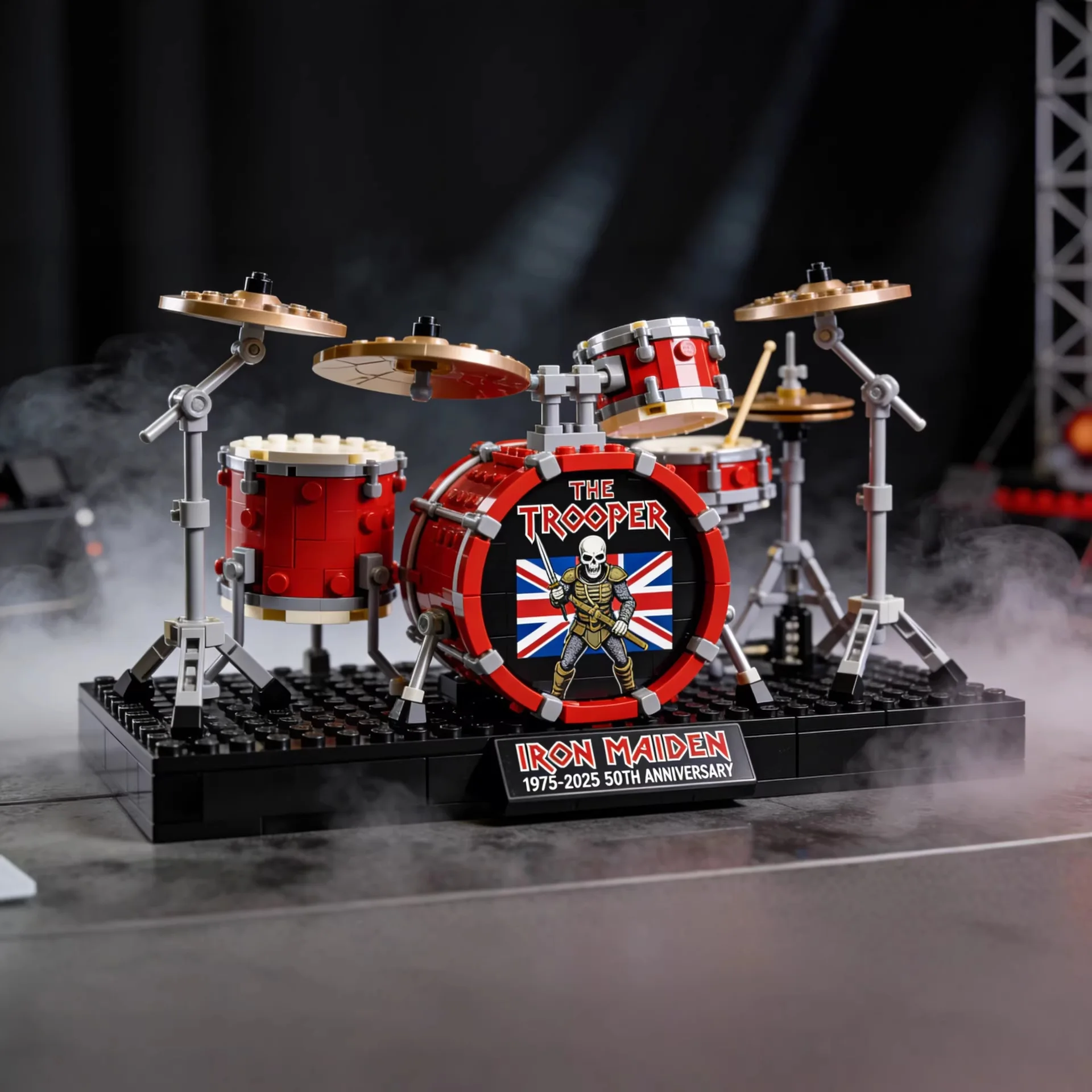 Rock Root Tribute Iron Maiden Drum Kit Building Blocks Collectible Model DIY Desktop Decor Music Lover Present