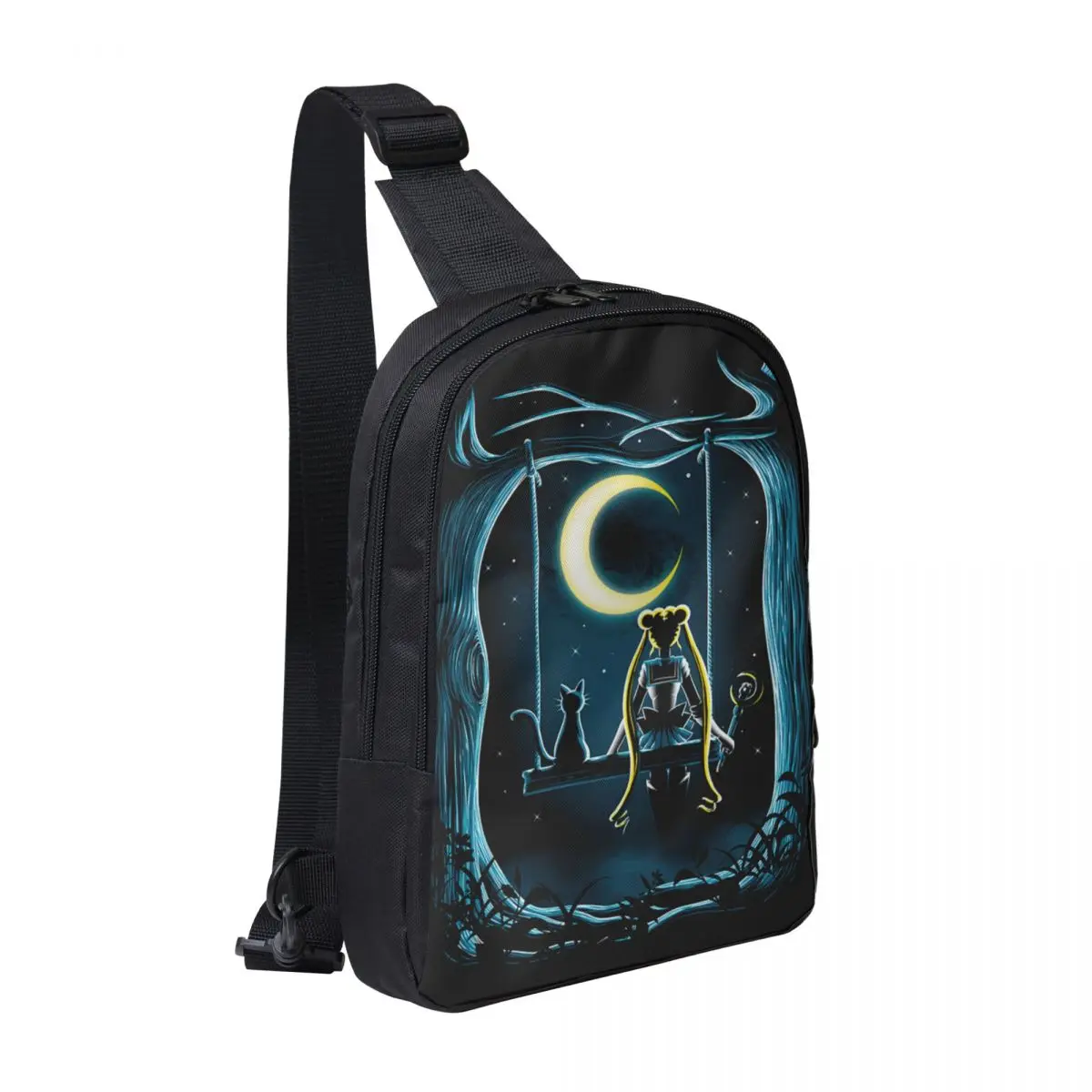 Anime S-sailor Girls Moon Crossbody Sling Backpack Shoulder Sling Chest Bag Adjustable Travel Hiking Daypack Outdoor Women & Men