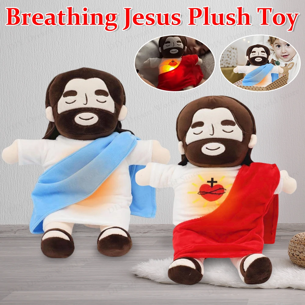 Jesús de peluche bebé calmante juguete de respiración muñeca de Jesús juguete de peluche ajuste de cuatro engranajes niños música compañero de sueño juguete niños Navidad G