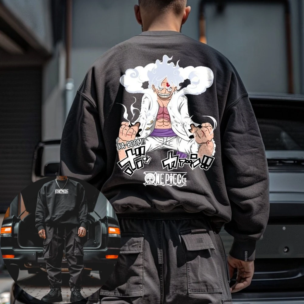 One Piece Men's Sweatshirt Monkey D. Luffy Japan Anime Hoodie Spring and Autumn Boys Children's Long-sleeved Parent-Child Outfit