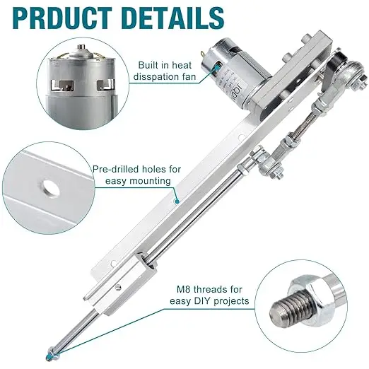 Electric Telescopic Linear Actuator Mini 0-24V DC Reciprocating Mechanism Motor 30-400RPM 45mm Stroke Telescopic Linear Actuator