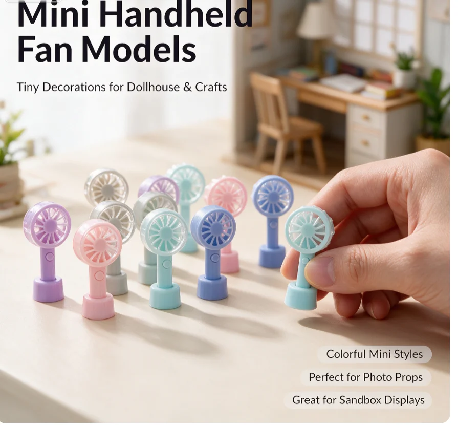 Mini Handheld Fan Model 1/12 Dollhouse Simulation Furniture Dolls House Living Scene Decoration Accessories