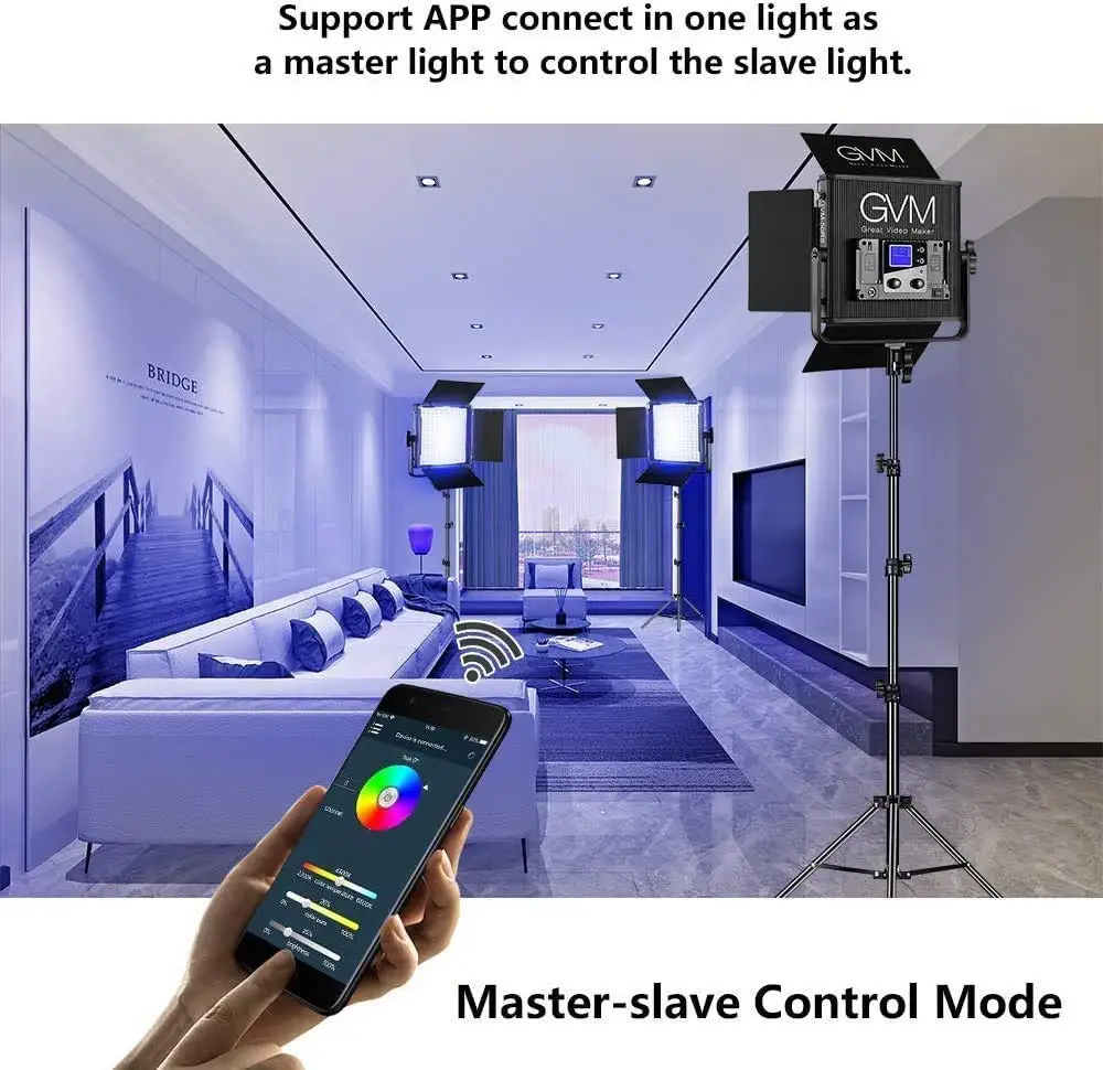 Imagem -02 - Gvm Gvm50rs 50w Bi-color e Luz de Estúdio Rgb para Fotografia Led Luz de Painel Direito Iluminação Fotos Lâmpada Fotográfica