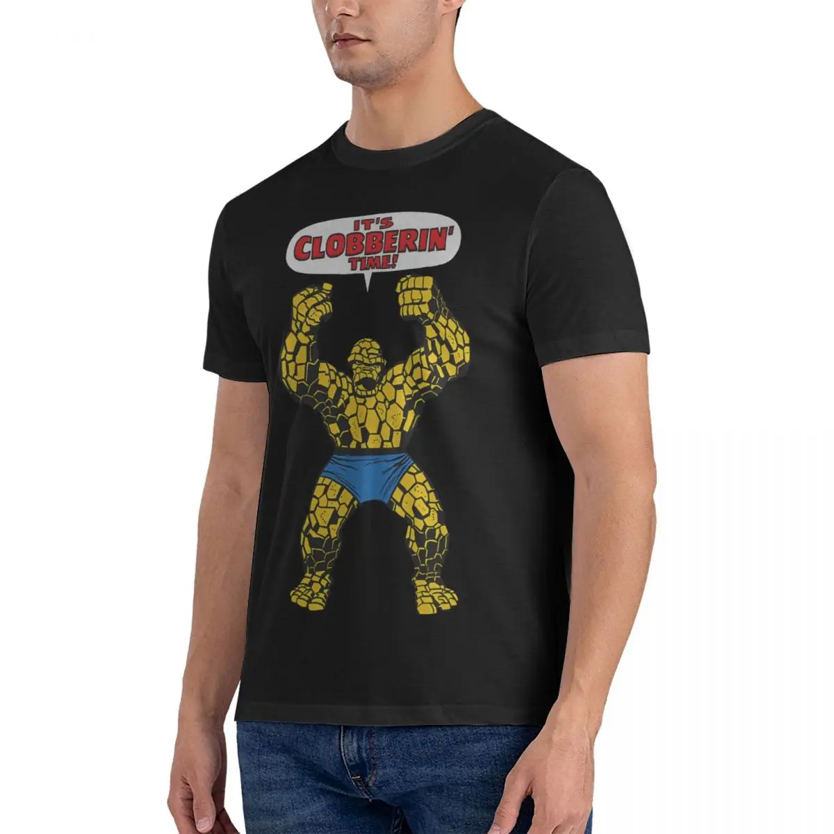 Men's T-Shirt The Thing Clobberin' Time Novelty 100% Cotton Tees Short Sleeve Marvel Fantastic Four T Shirt Round Neck Clothing