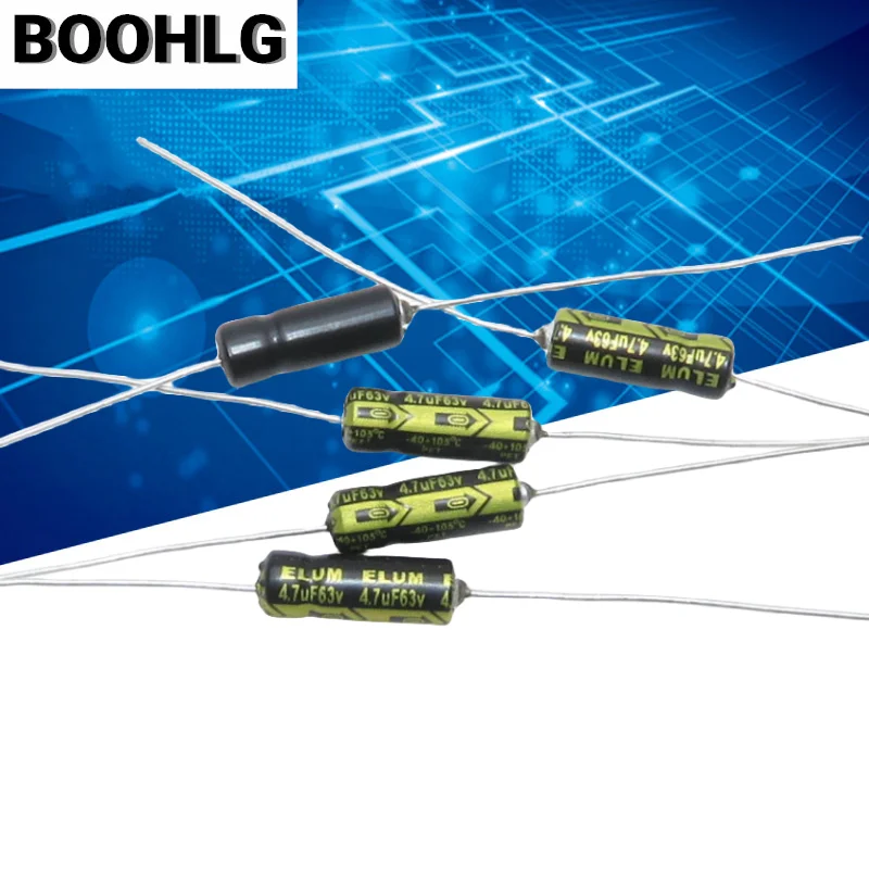 

15PCS filter capacitor horizontal axial polarized aluminum electrolytic capacitor 63v 4.7uf 5X13mm