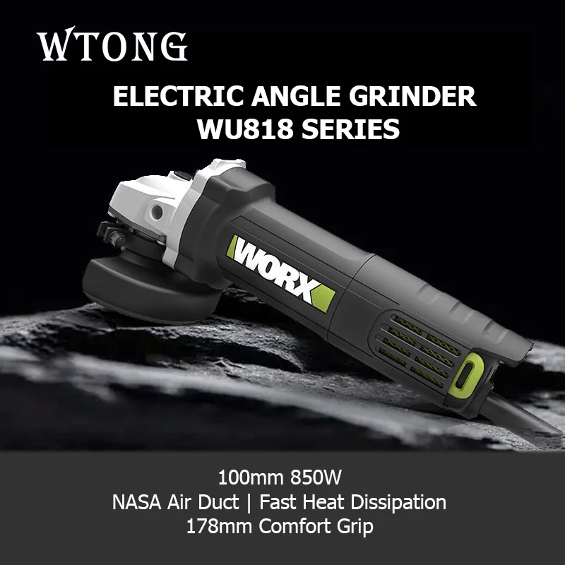 Electric angle grinder WU800, genuine small handheld grinder for cutting, grinding, and polishing.