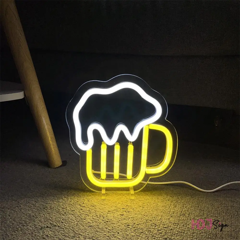 Bar Beer LED Neon Sign Night Light Home Room Decor Girl Boy Bedroom Party Table Desk Lamp Lights Kitchen Housebar Decoration