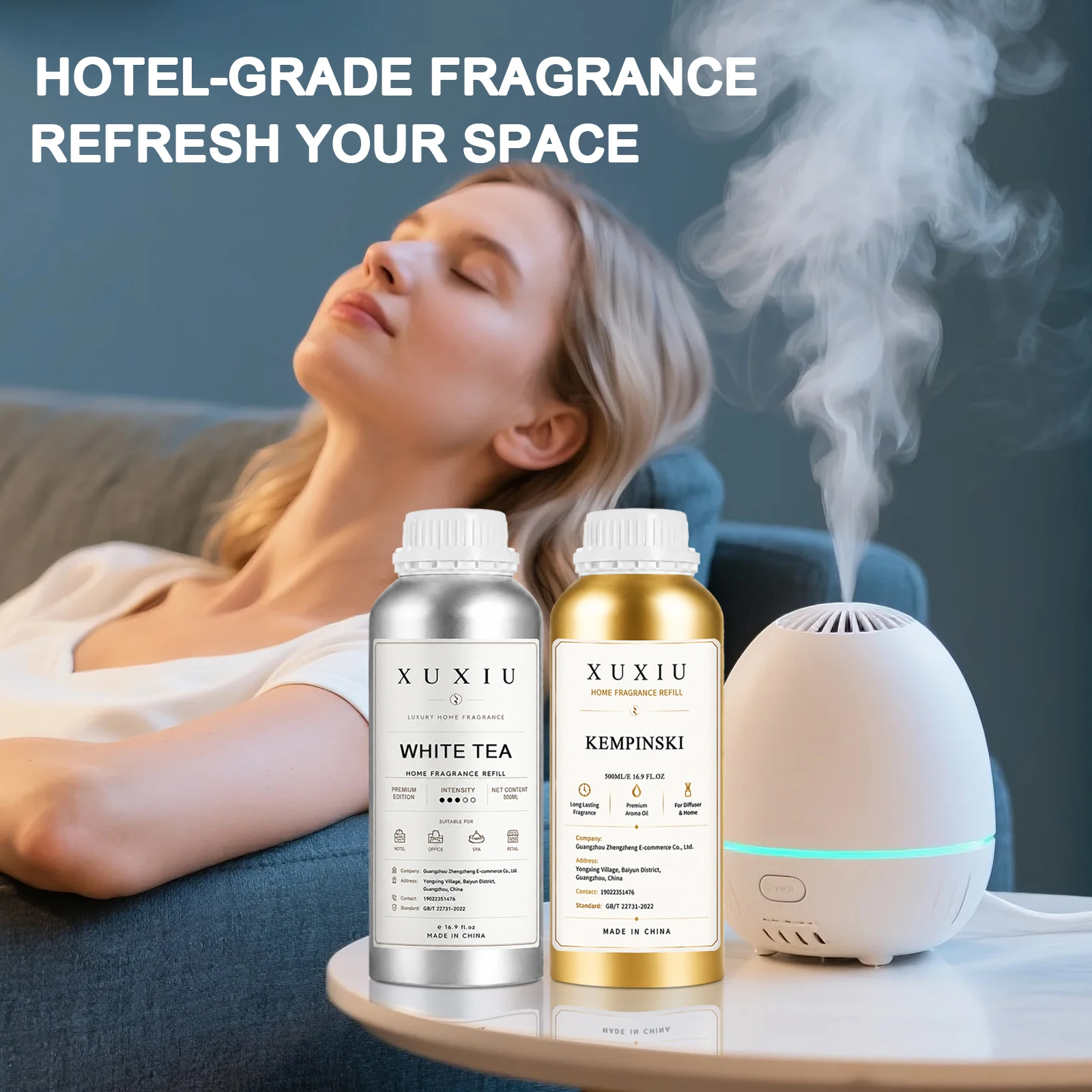 500ML Indoor Fragrance Refill Liquid, Fire‑Free Long‑Lasting Oil‑Based Essential Oil for Hotel, Bedroom & Home