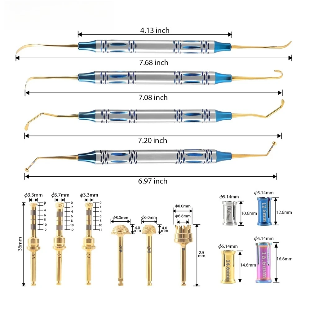 Dental Maxillary Sinus Lift Kit, Complete Set with Implant Drills, Stoppers, Osteotomes & Elevators, Surgical Dental Instruments