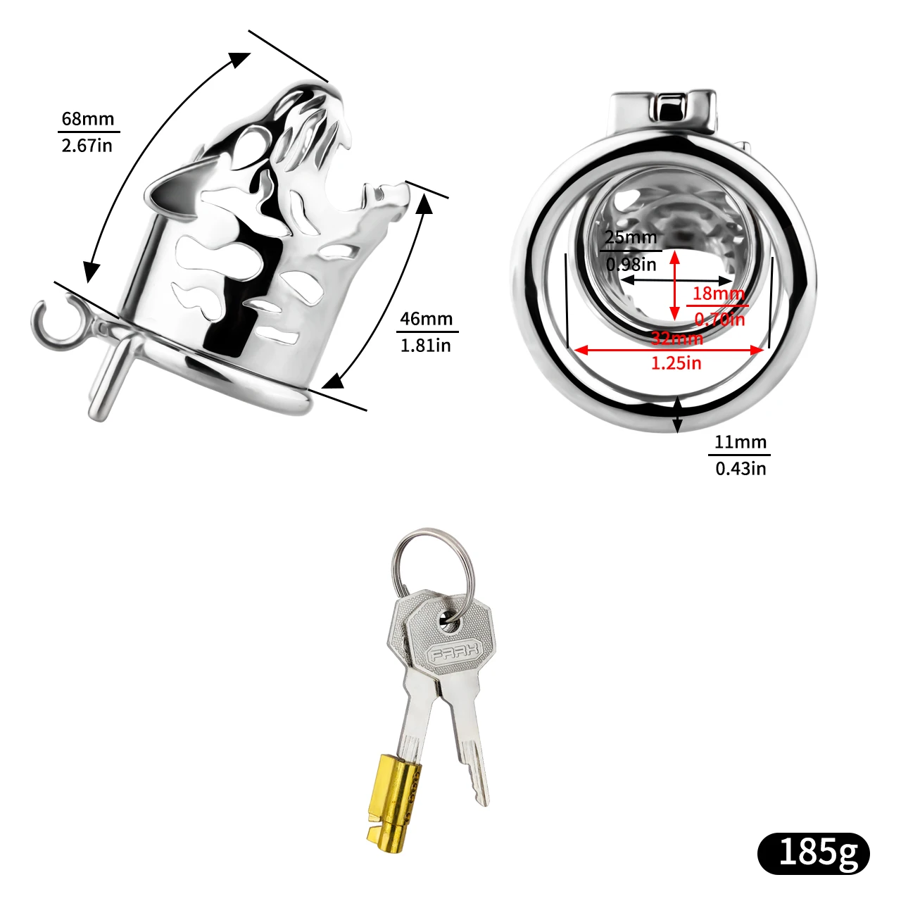 LEZEE 304 Stainless Steel Male Chastity Cage Leopard Head Shape Penis Cages Hollow Cock Lock Device With Anti Escape Ring BDSM