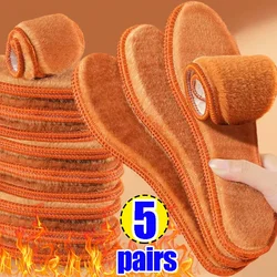 1/2/3/5Pairs Winter Self Heated Thermal Insoles for Shoes Wool Thicken Warm Soft Shoes Pads Breathable Insoles for Feet Cares