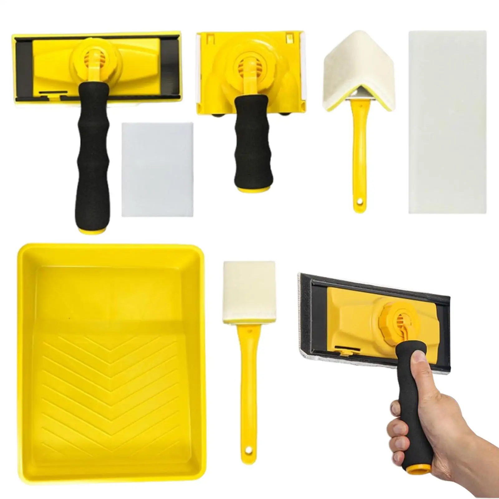 

Paint Edger Tool For Walls Corner Applicator Kit 360 Degree Rotation Handle Paint Pad Tray Set For Home Renovation Wall Ceiling