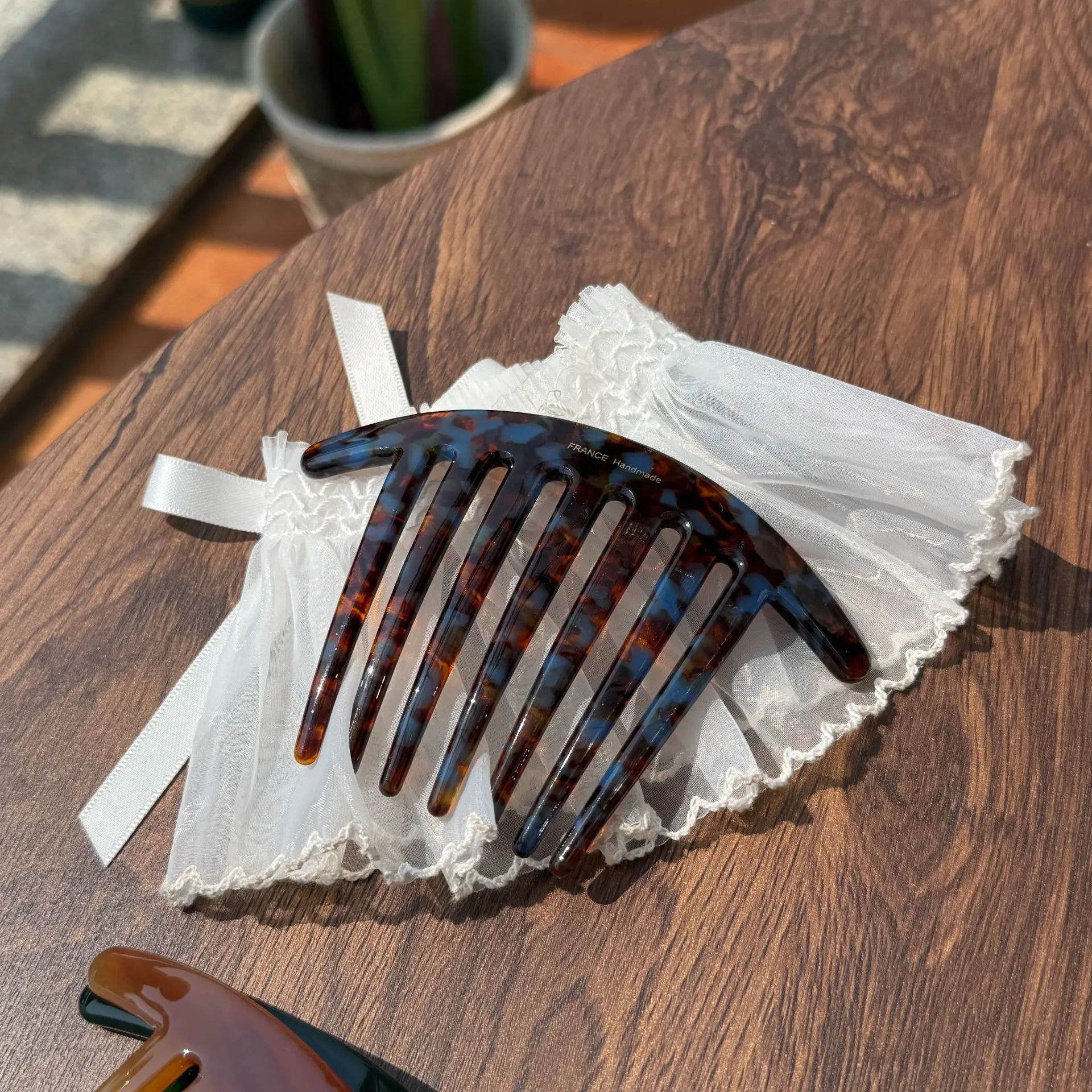 1pc Korean version new thickened acetate hair comb temperament thickened texture floral hair comb hair accessory
