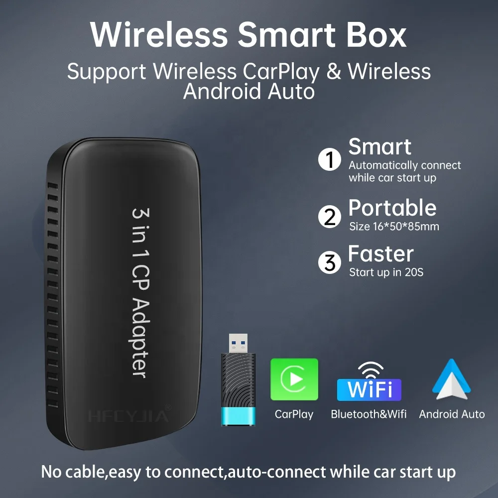 Wireless Android Auto Carplay AI Box Android 11 Smart Media Wireless Apple Carplay Ai Box 2GB + 8GB