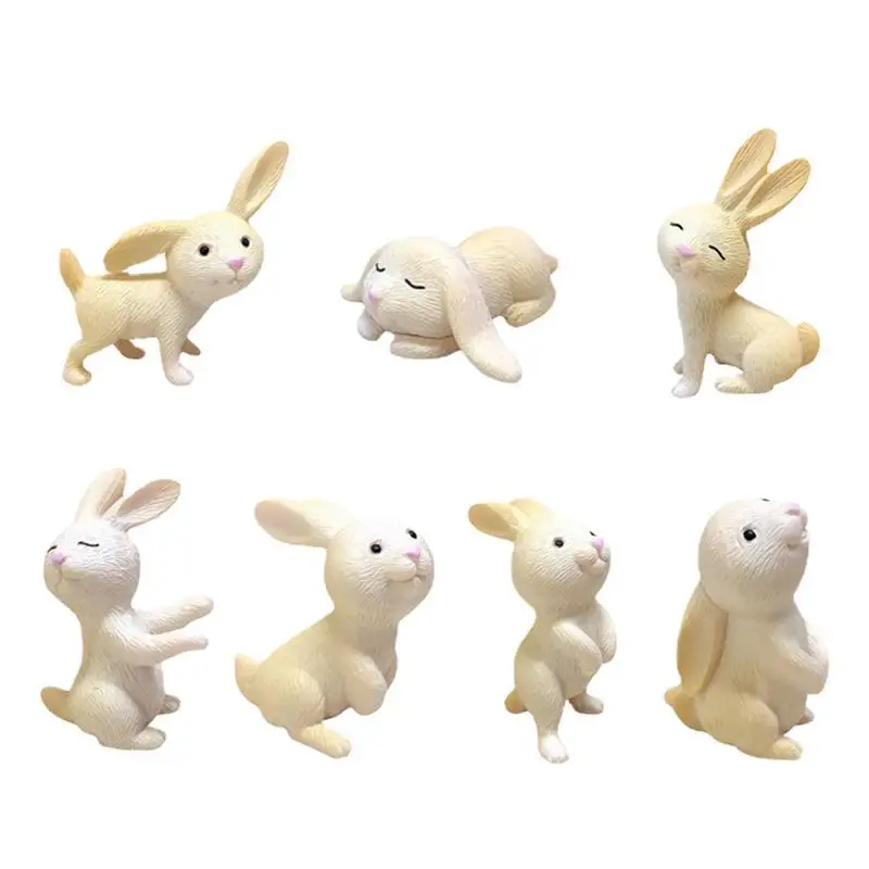 PVC 3D Cute Rabbit Shaped Car Ornament DIY Micro Landscape Succulent Horticultural Cake Decoration Landscape Doll