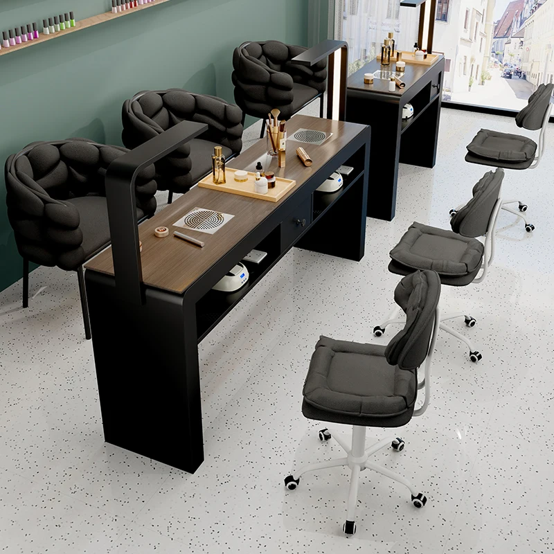 Minimalist Glam Nail Table With Led Light Professional Small Modern Nail Table Italian Aesthetic Mesa Uñas Manicura Furniture