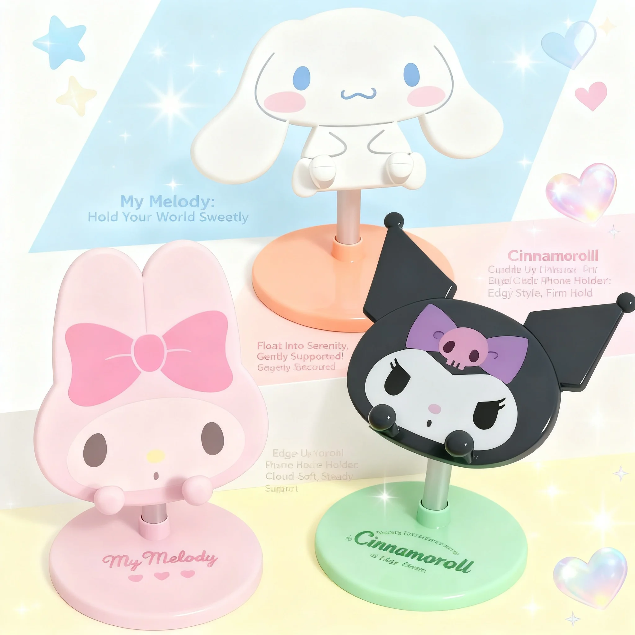 

Sanrio Melody Kuromi Foldable Phone Stand Soft Silicone Anti Slip Base Portable Compatible with All Smartphones Tablets Gift