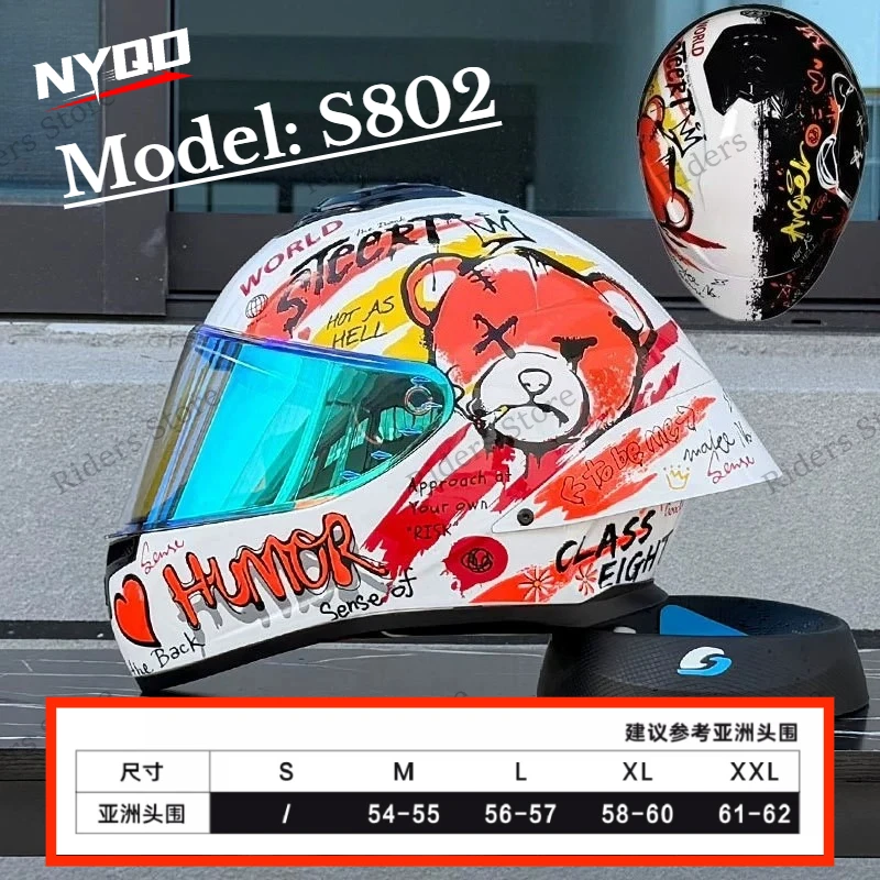 

Motorcycle Full Face Helmet Men Women Single Lens Large Tail Wing Racing Helmet with Bluetooth Slot All Season Universal