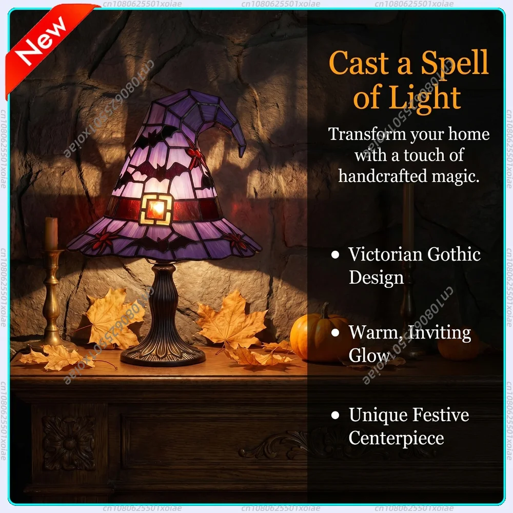 Handcrafted Retro Resin Witch Lamp Multifunctional Halloween Home Ornament Wear Resist for Bedroom Mantel Bookshelf Entryway