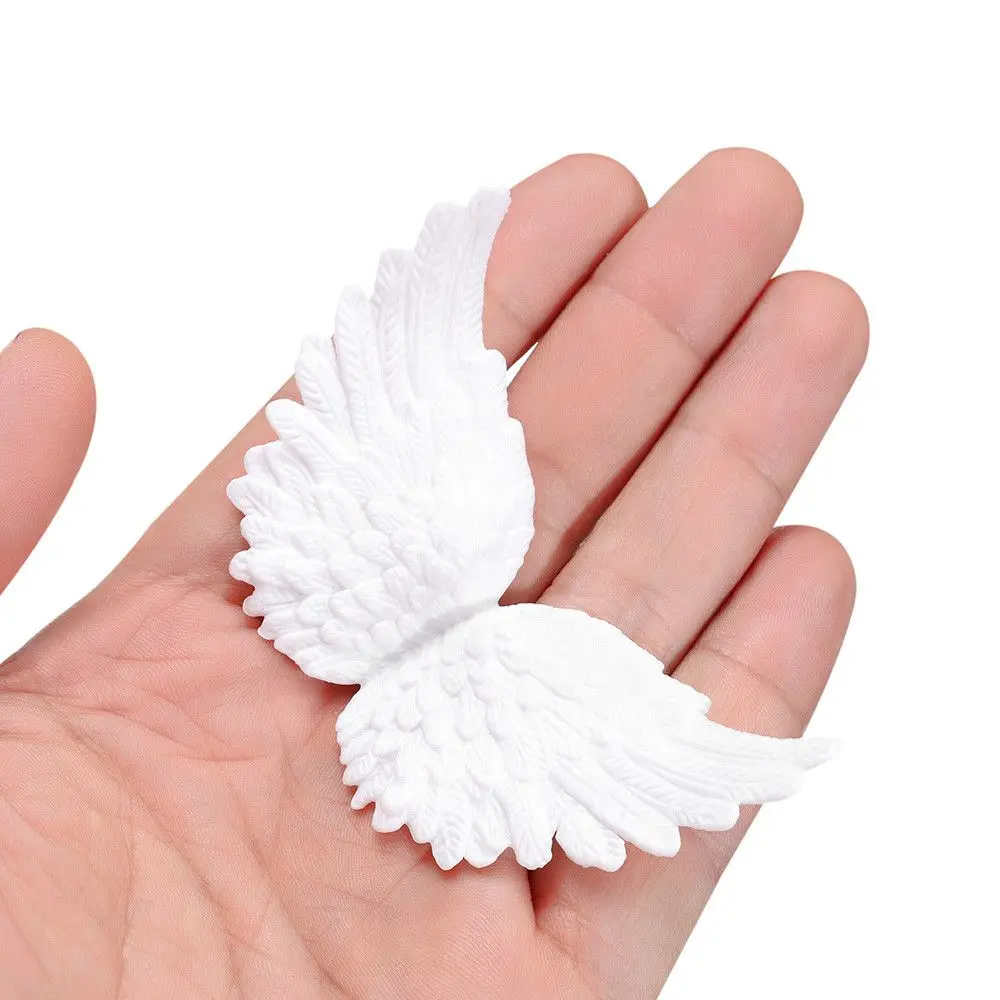 36PCS Plastic Angel Wings for Crafts Mini 3D White Angel Wing Ornament Patches Christmas Tree Hanging Party Crafts Accessories