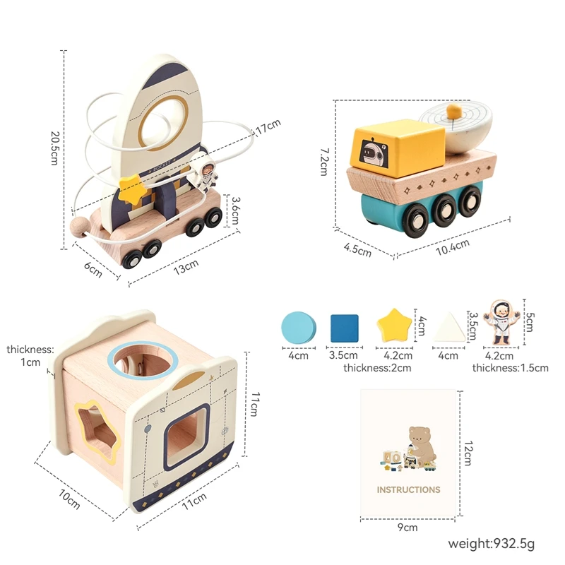 Set di giocattoli spaziali Giocattoli Montessori in legno Giocattoli per l'educazione precoce infantile Sviluppa regalo di abilità di coordinazione occhio-mano per bambini