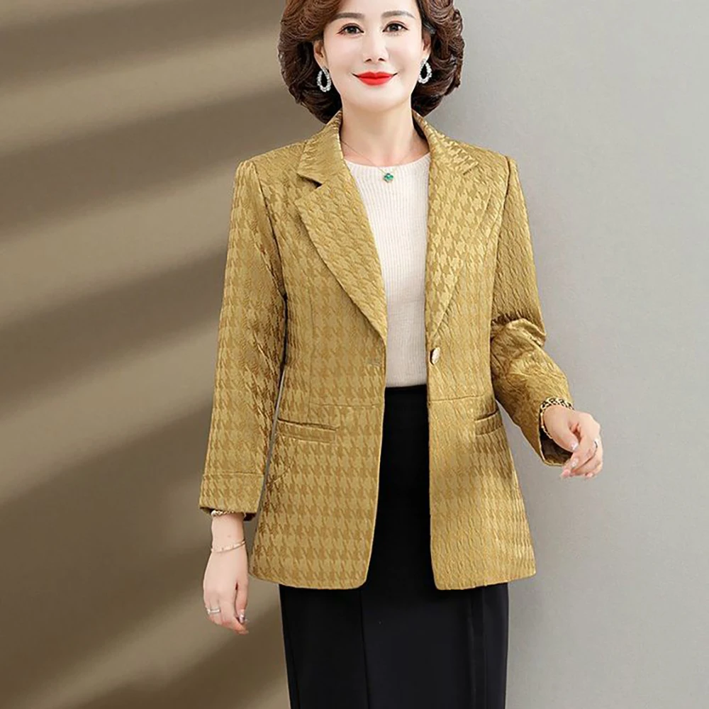 Mom 2023 Spring And Autumn New Printed Suit Middle-aged And Elderly Women's Fashion Temperament Elegant Slim Loose Coat Tide5XL.