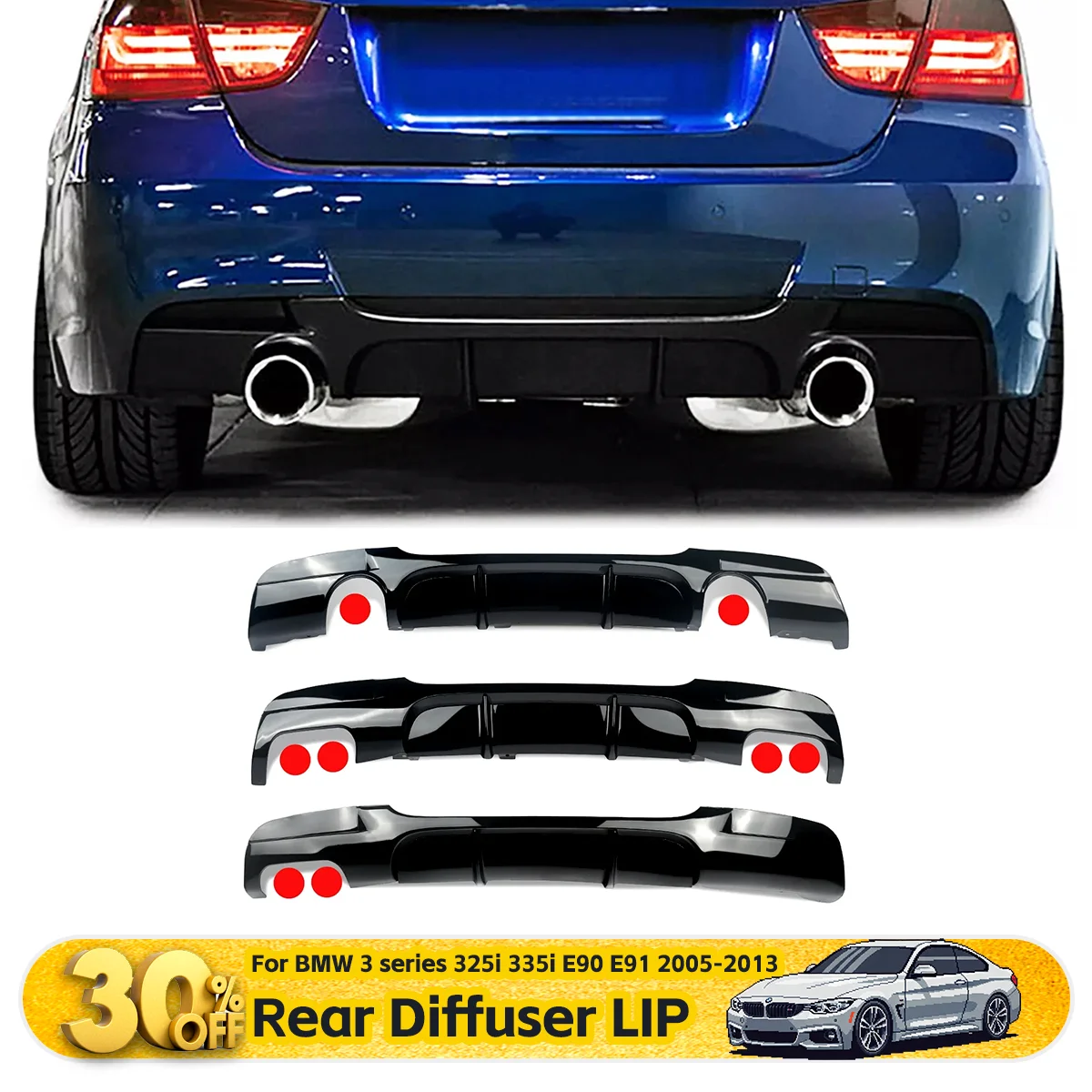 

Задний диффузор-сплиттер для BMW 3 серии 325i 335i E90 E91 2005-2013 годов, обвес M Sport, защита заднего бампера, автотюнинг