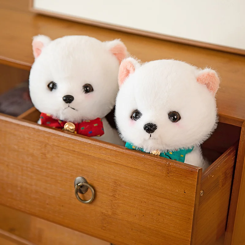 23CM 귀여운 포메라니안 박제 동물 플러시 장난감 어린이 진정 인형 Kawaii 찻잔 개 크리스마스 장식 선물