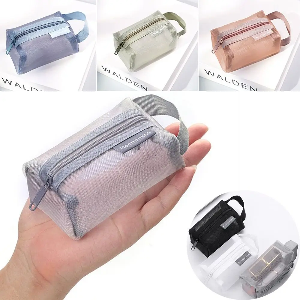 Multipurpose Portable Square Mesh Storage Pouch Lightweight Breathable Key Bags Large Capacity Mini Zipper Coin Purse