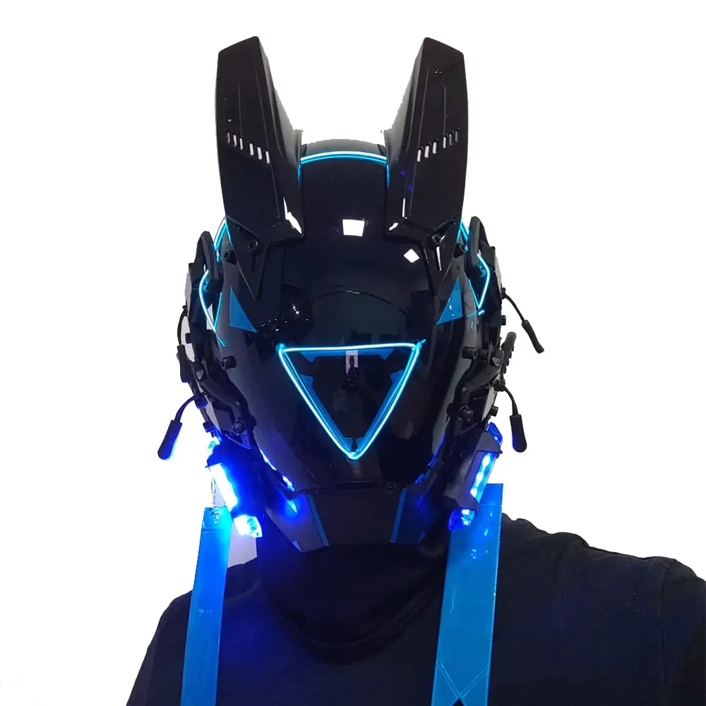 JAUPTO Punk Mask Cosplay for Men Women, LED Triangle Light Mask Cosplay Halloween Fit Party Music Festival Accessories