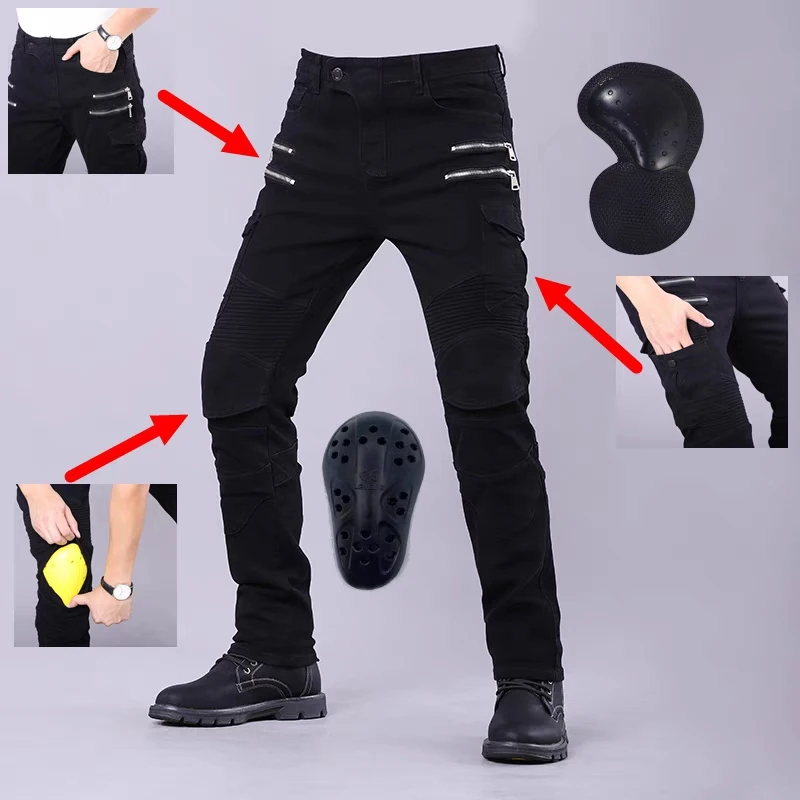 New motorcycle riding pants, jeans, anti-fall, off-road, all-season casual pants, windproof motorcycle pants, racing pants