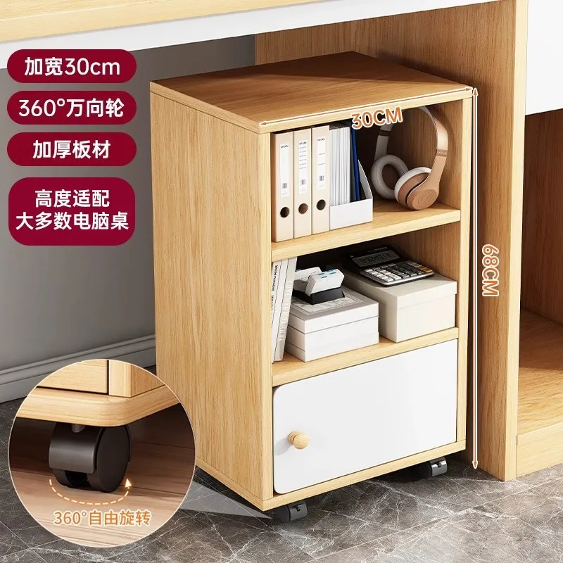 رف كتب صغير بجوار المكتب، خزانة تخزين الرف أسفل المكتب، خزانة متحركة بعجلات