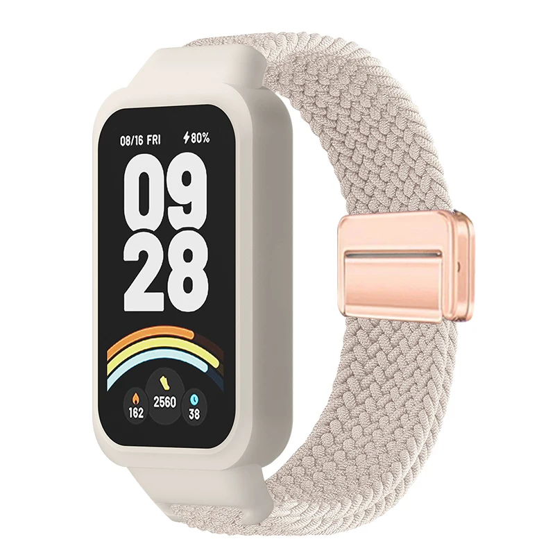 Magnetisches geflochtenes Armband + Schutzhülle für Xiaomi Smart Mi Band 9 8 Active Zubehör Sport Nyon Loop Armband + Abdeckung Correa Redmi Band 3 2 – Detail 7
