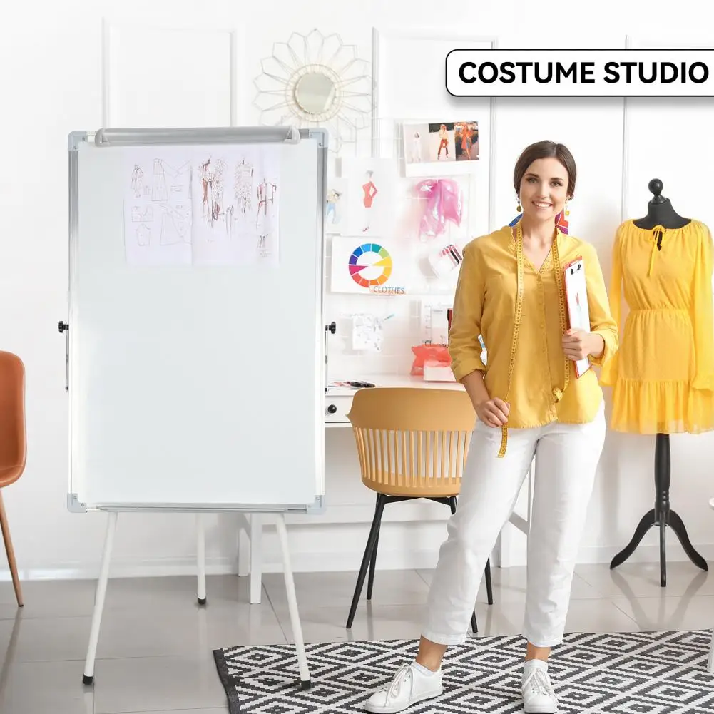 Tripod Writing Board with Paper Clamp And Pen Storage Rack, Single-sided Foldable Magnetic Whiteboard, Smooth Writing Surface Ad