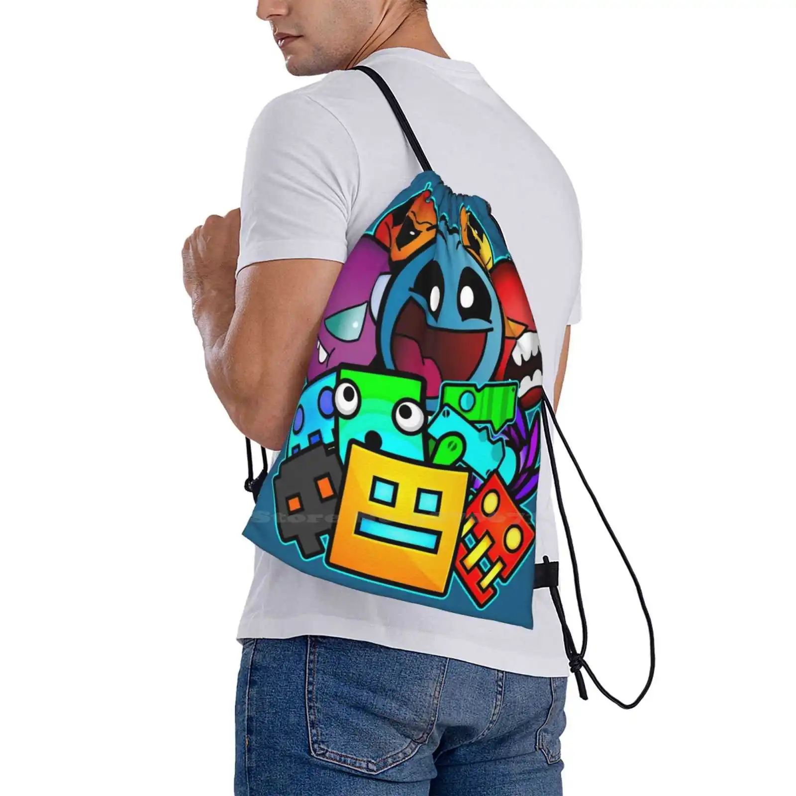 Geometry Dash Old School Gaming Hot Sale Backpack Fashion Bags Geometric Geometry Dash Online Geometry Practice Geometry Games