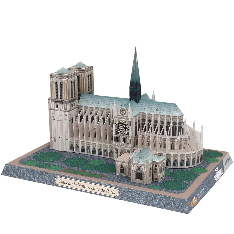 France Notre-Dame De Paris Katedral 3D Model kertas rumah kerajinan kertas DIY seni Origami bangunan dewasa mainan kerajinan buatan tangan QD-152