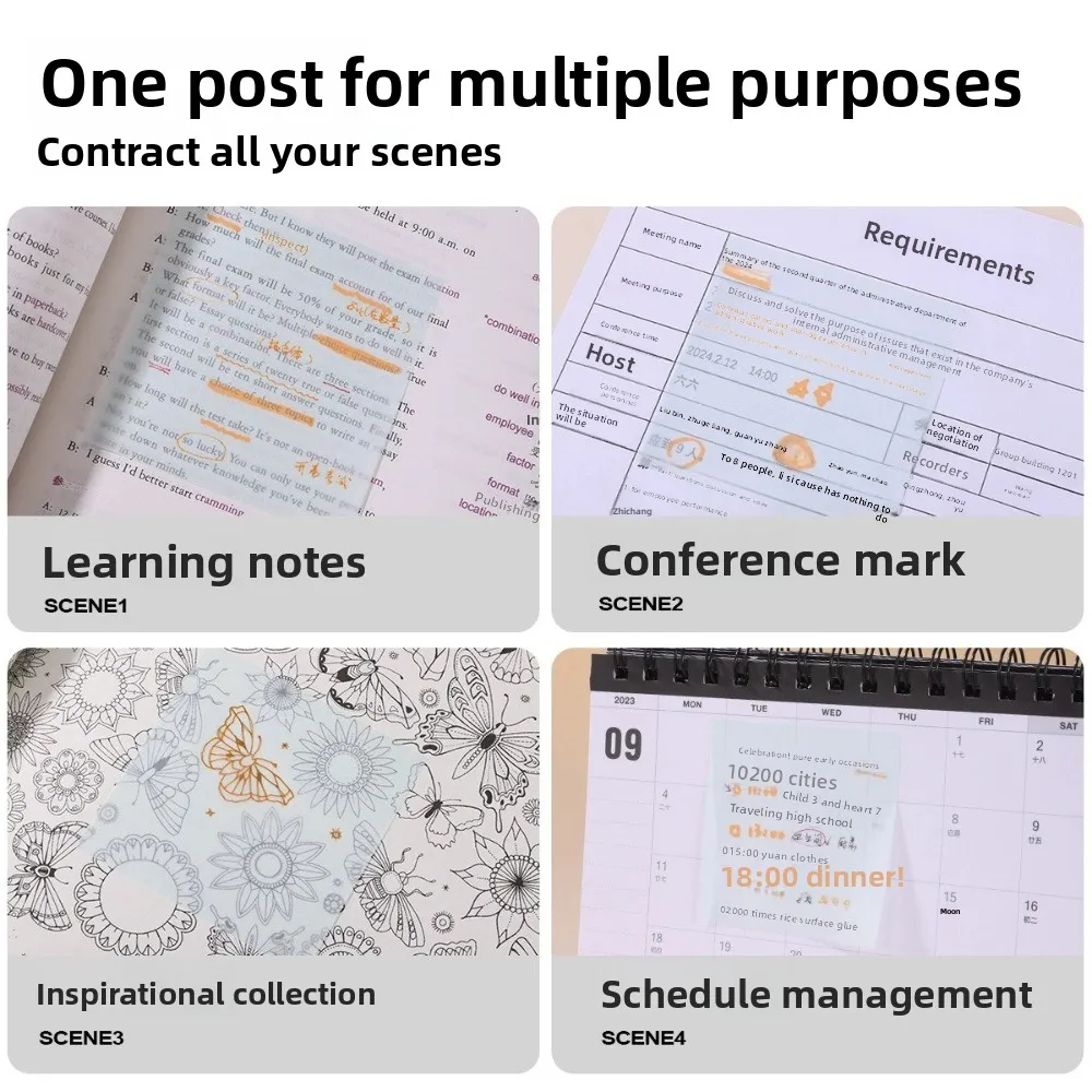 Pull Out Design Sticky Notes Macaron Color Korean Style Planner Sticker Translucent Self-Adhesive Memo Pad Paper