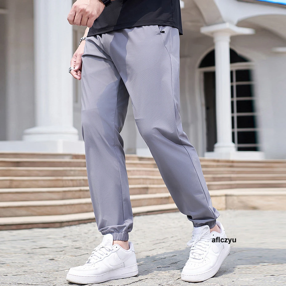 

8XL Plus Size Jogger Pants Men Sweatpants Summer Cool Pants Solid Color Fashion Casual Trousers Elastic Waist