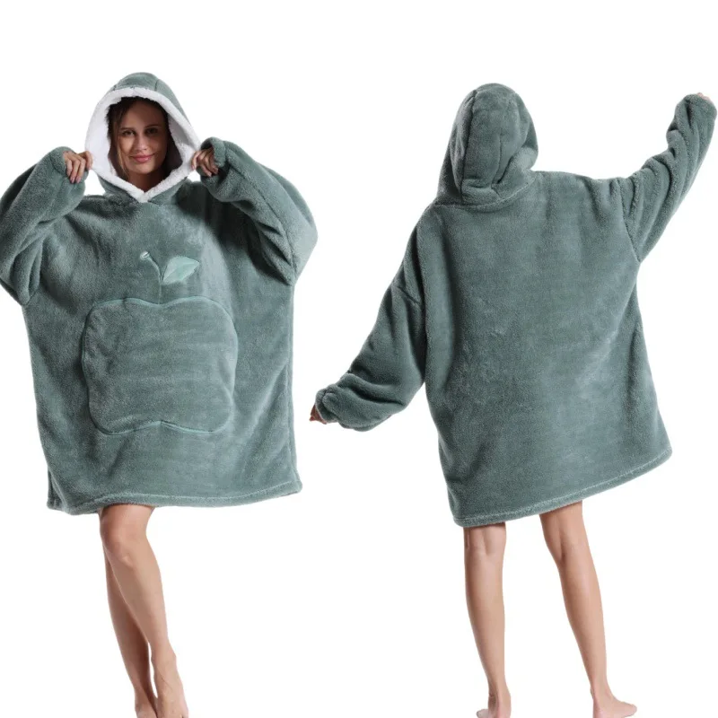 2024 Winter Oversized Wearable Blanket Hoodie Hooded TV Blanket Sleeved for Kids Women Super Long Pullover Fleece Sweatshirts