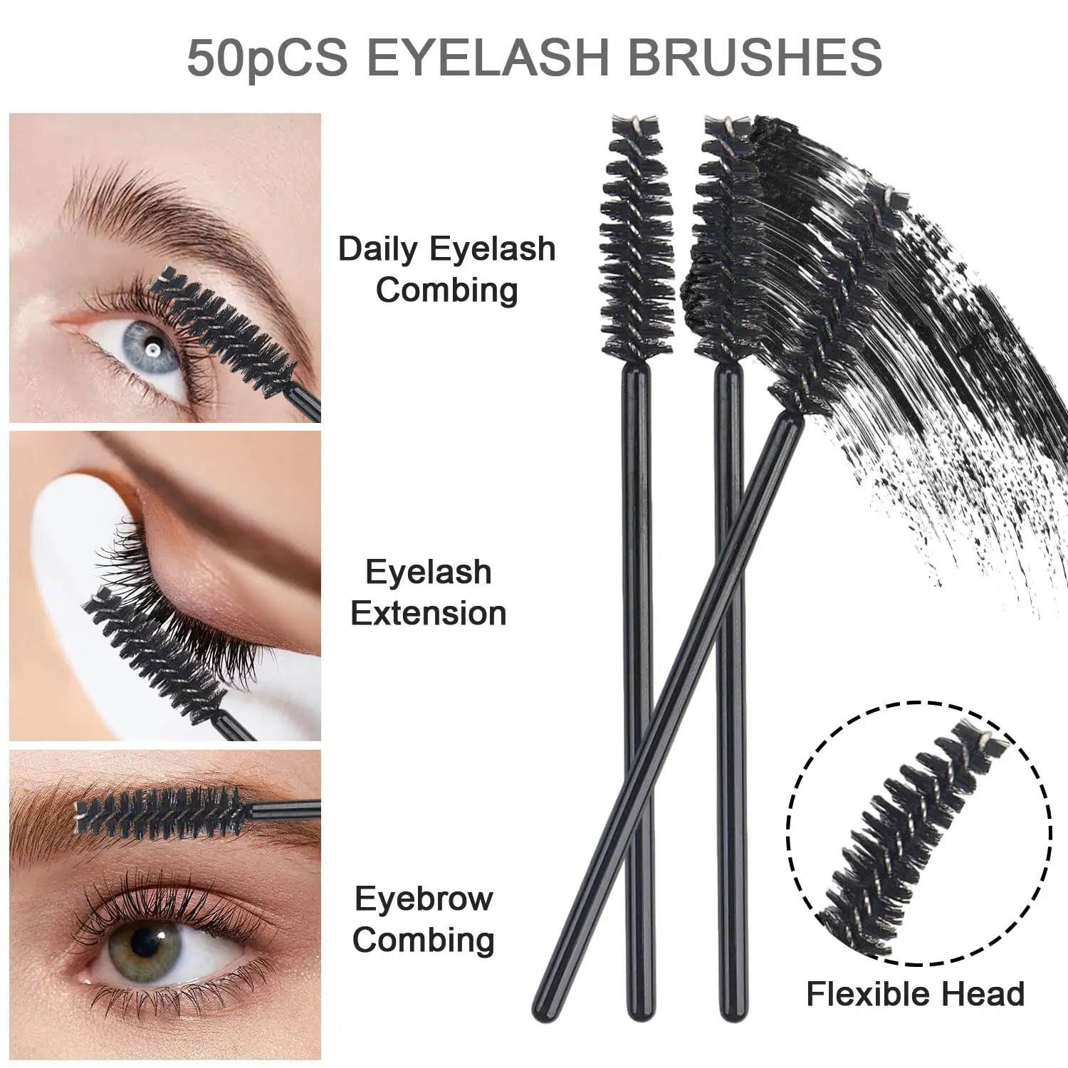 200PCS Eyelash Extension Supplies Kit, disposable micro cotton swabs eyelash brush Lip brush Mascara Wand Applicator MakeupBrush