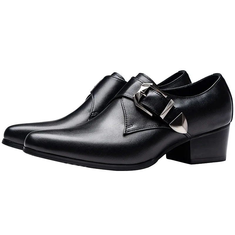 

5 CM Height Mens Formal Shoes Luxury Genuine Leather Handmade Quality 2024 New Summer Black Wedding Social Shoes with Heels Man